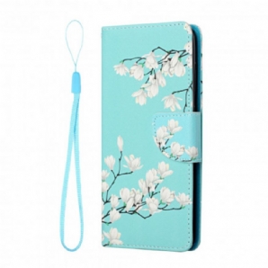 Flip Case Für Samsung Galaxy A22 5G Mit Kordel Zapfenblumenbaum