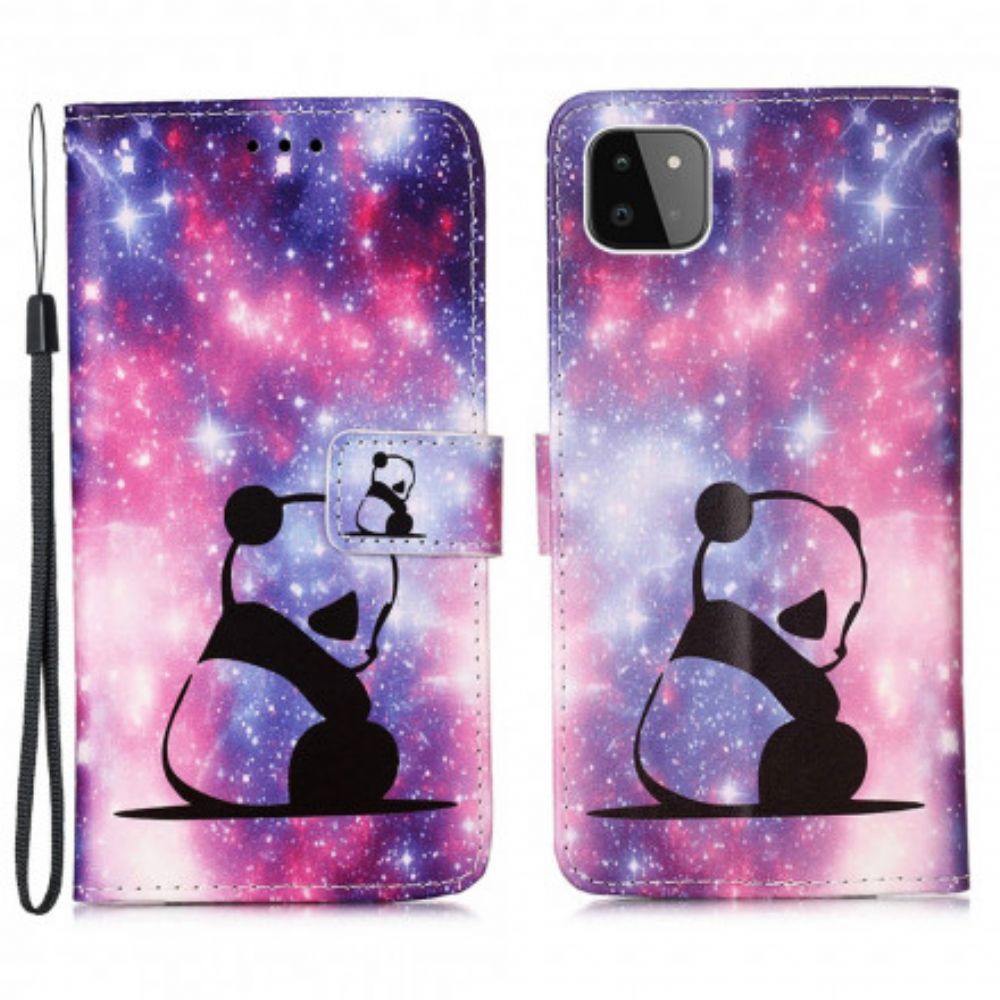 Flip Case Für Samsung Galaxy A22 5G Panda-galaxie