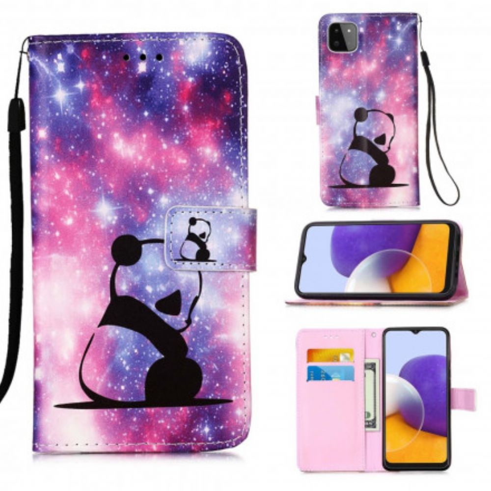 Flip Case Für Samsung Galaxy A22 5G Panda-galaxie