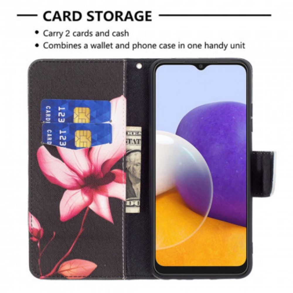 Flip Case Für Samsung Galaxy A22 5G Rosa Blume