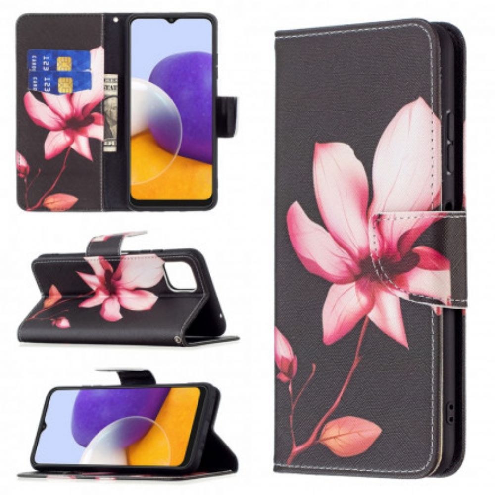 Flip Case Für Samsung Galaxy A22 5G Rosa Blume