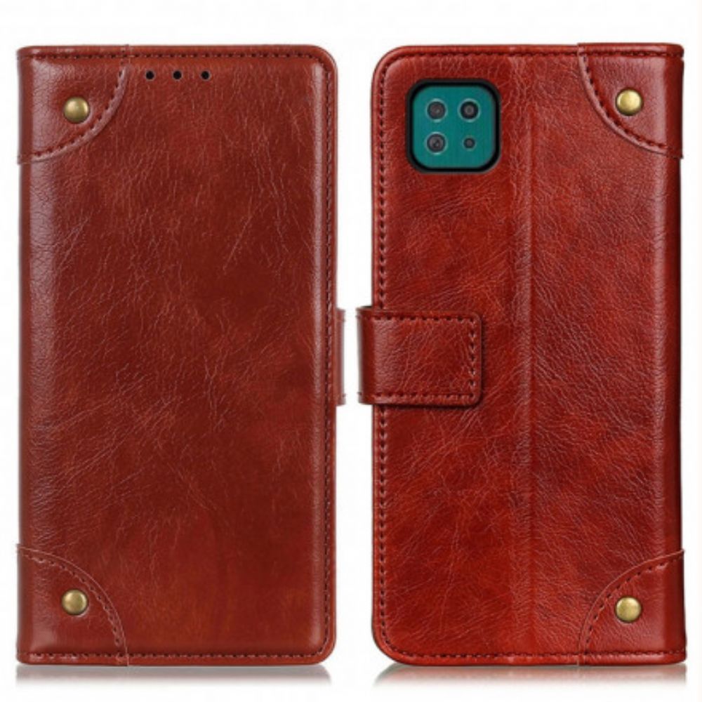 Flip Case Für Samsung Galaxy A22 5G Vintage-nappaleder-effekt