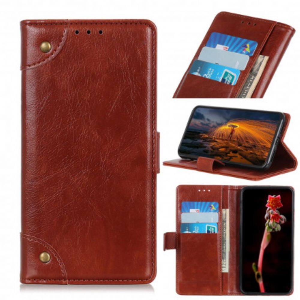 Flip Case Für Samsung Galaxy A22 5G Vintage-nappaleder-effekt