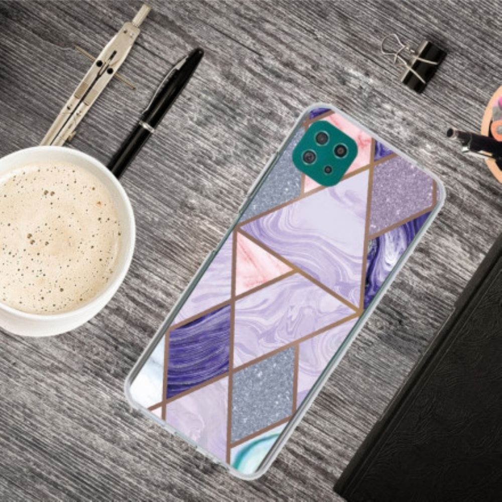 Handyhülle Für Samsung Galaxy A22 5G Abgelehnter Geometrischer Marmor