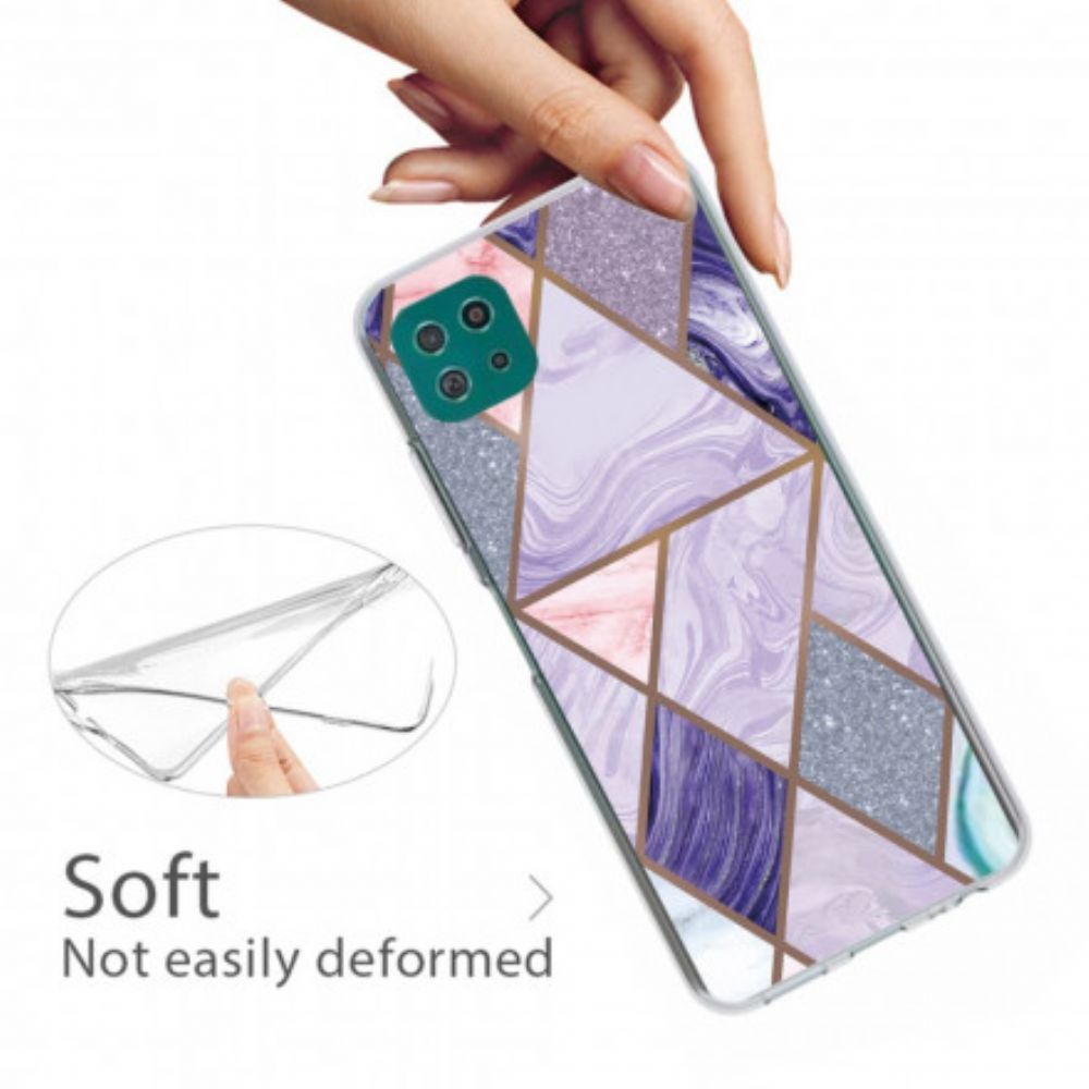 Handyhülle Für Samsung Galaxy A22 5G Abgelehnter Geometrischer Marmor