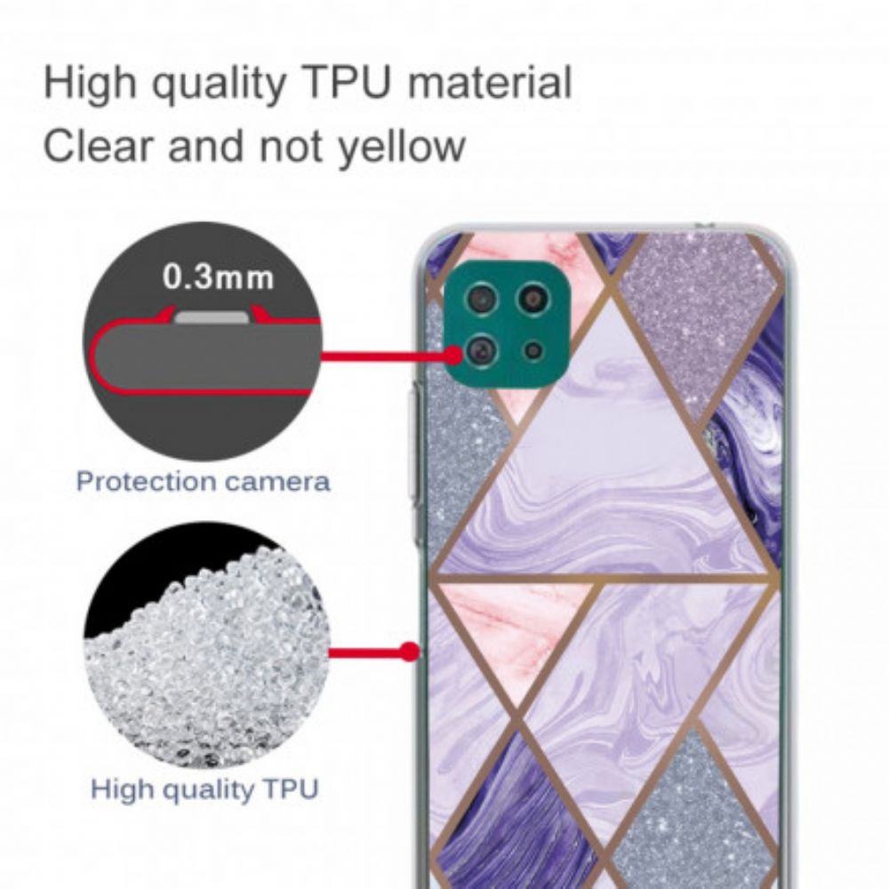 Handyhülle Für Samsung Galaxy A22 5G Abgelehnter Geometrischer Marmor