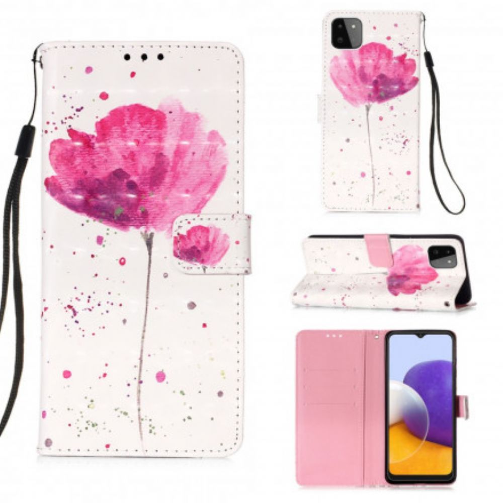 Hülle Flip Case Für Samsung Galaxy A22 5G Wasserfarbenes Halfter