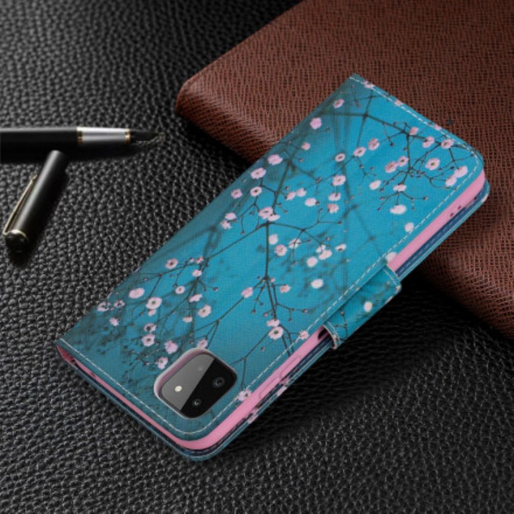 Lederhüllen Für Samsung Galaxy A22 5G Blühender Baum