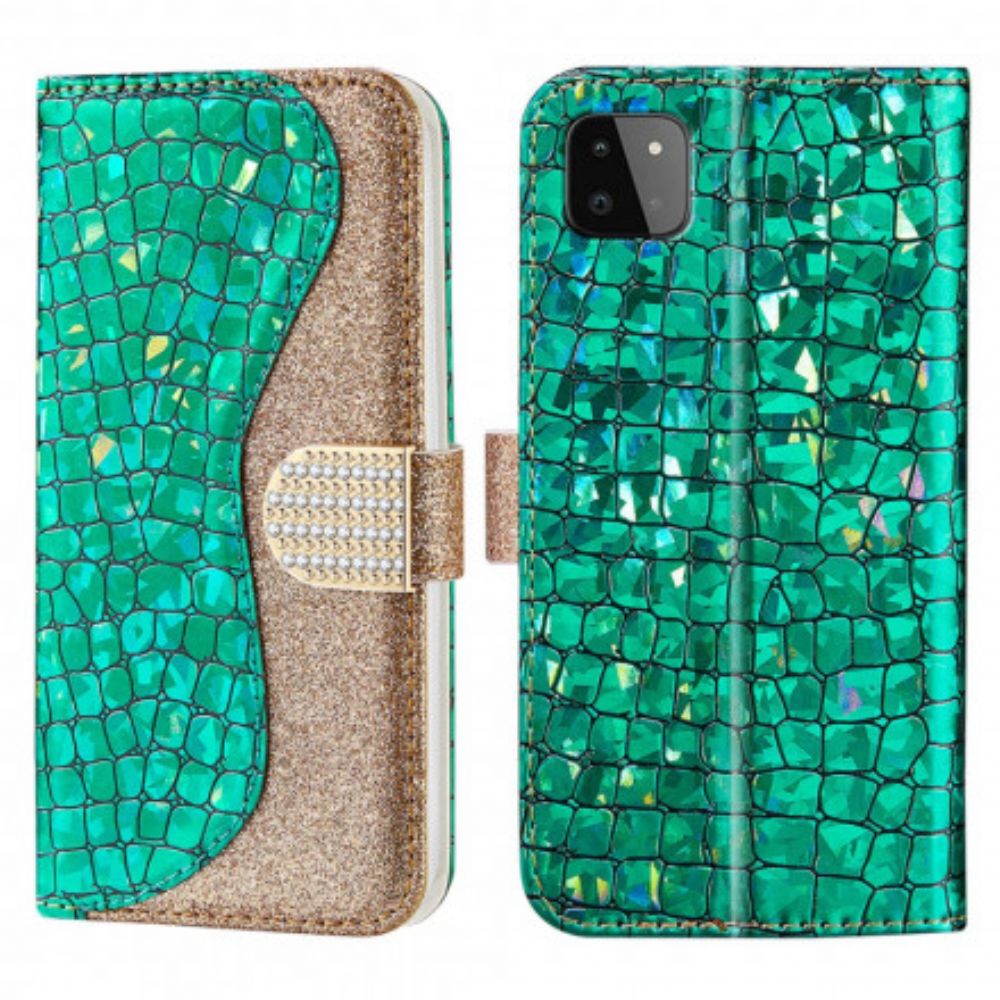 Lederhüllen Für Samsung Galaxy A22 5G Croc-diamanten