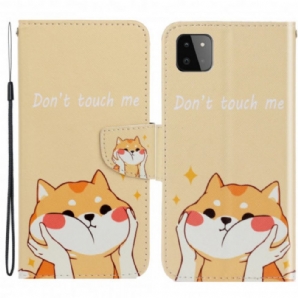 Lederhüllen Für Samsung Galaxy A22 5G Mit Kordel Fass Mich Nicht An Riemchenkatze