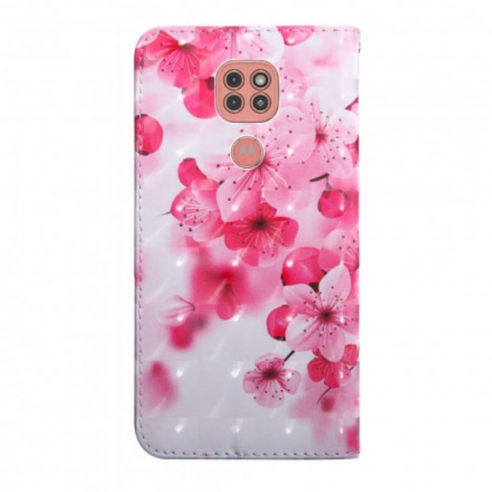 Flip Case Für Moto G9 Play Blühende Lichtpunktblumen