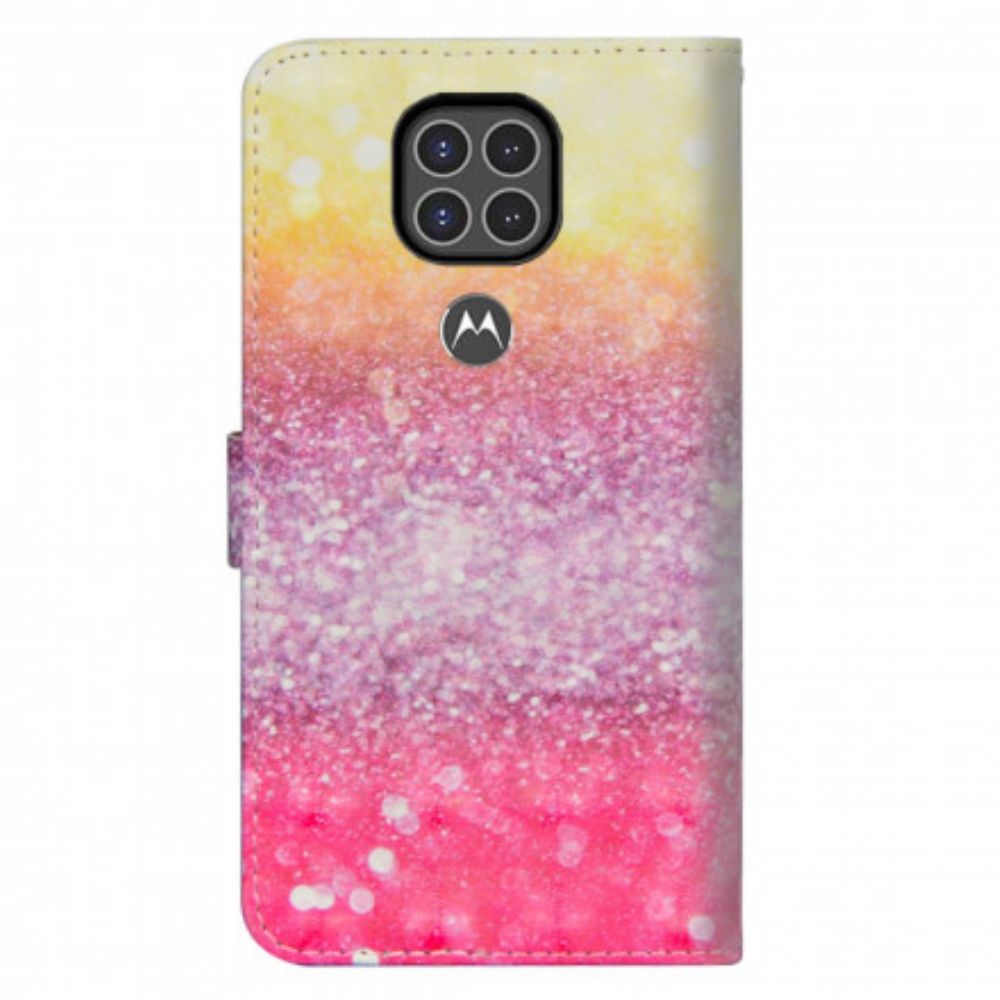 Lederhüllen Für Moto G9 Play Magentafarbener Glitzerverlauf