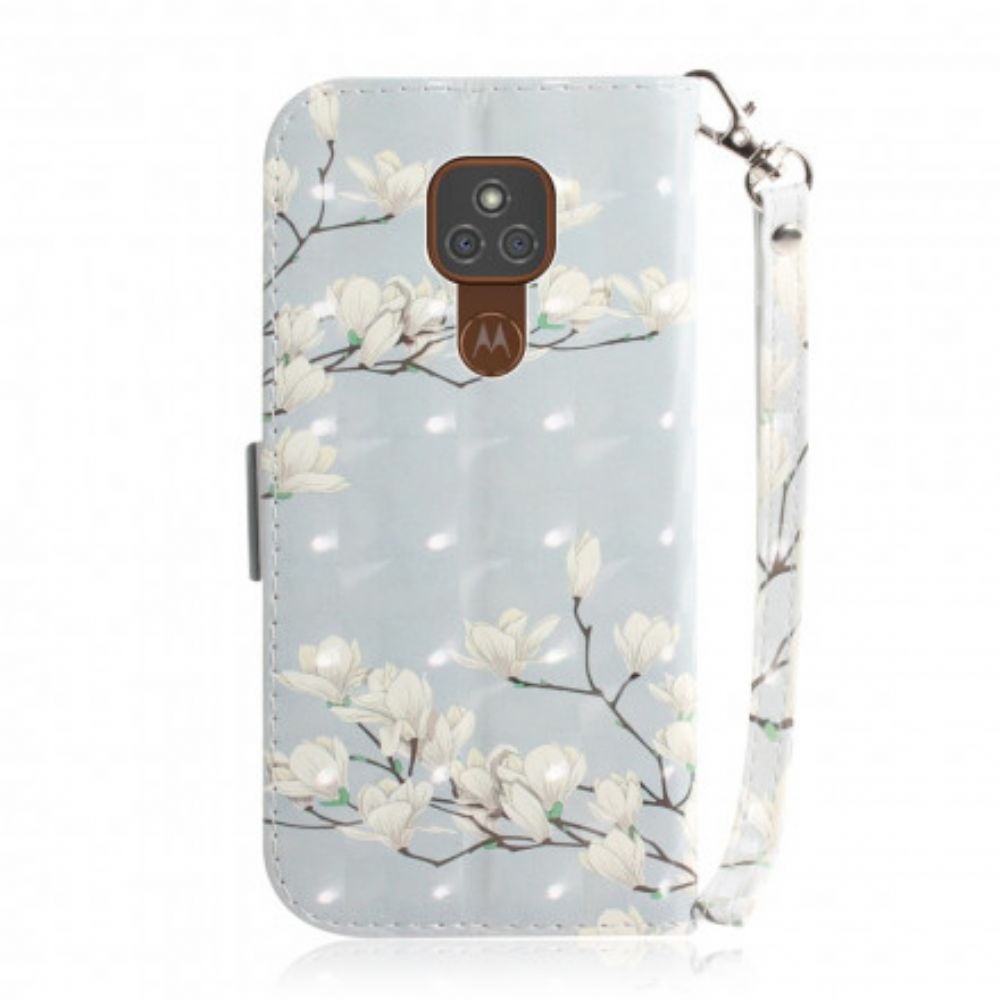 Lederhüllen Für Moto G9 Play Mit Kordel Tanga Blumenzweig