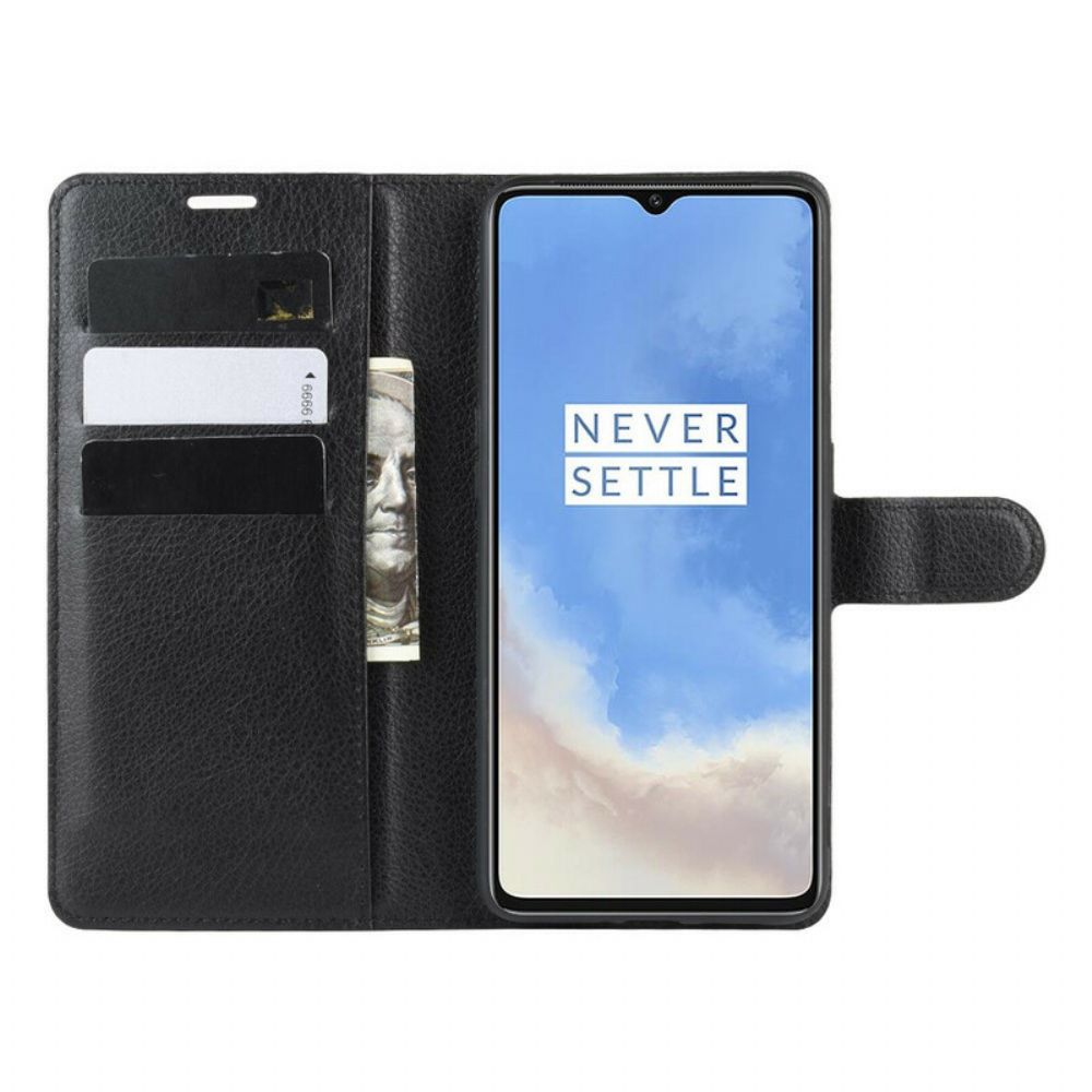 Lederhüllen Für OnePlus 7T Erstklassiger Litschi-leder-stil