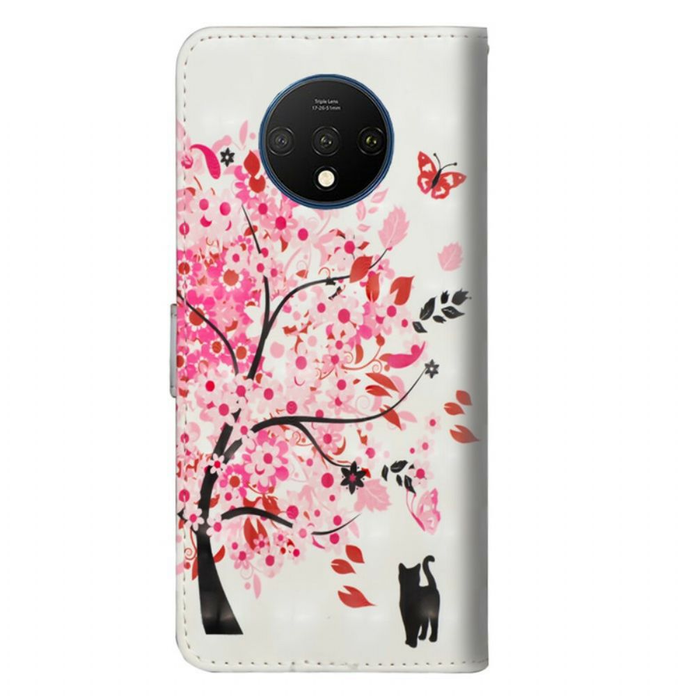 Lederhüllen Für OnePlus 7T Rosa Baum