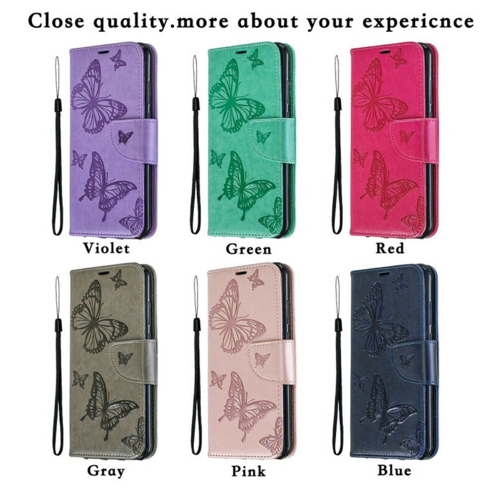 Flip Case Für Huawei Y6 2024 / Honor 8A Flip Case Schmetterlinge Und Schräge Klappe