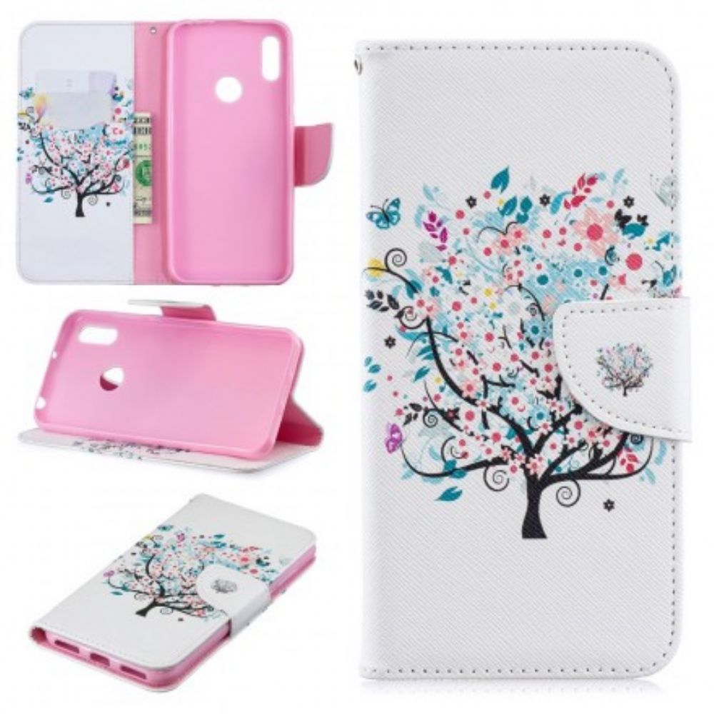 Lederhüllen Für Huawei Y6 2024 / Honor 8A Blumiger Baum