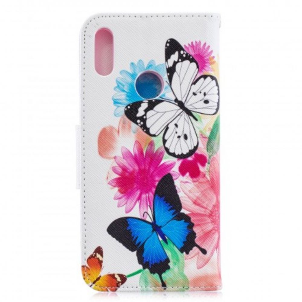 Lederhüllen Für Huawei Y6 2024 / Honor 8A Gemalte Schmetterlinge Und Blumen