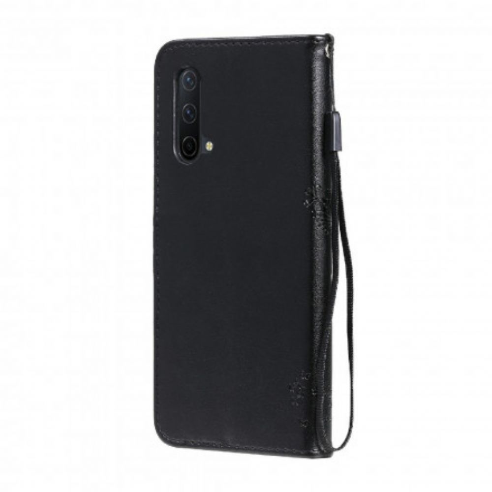 Flip Case Für OnePlus Nord CE 5G Mit Kordel Baum- Und Tanga-katze