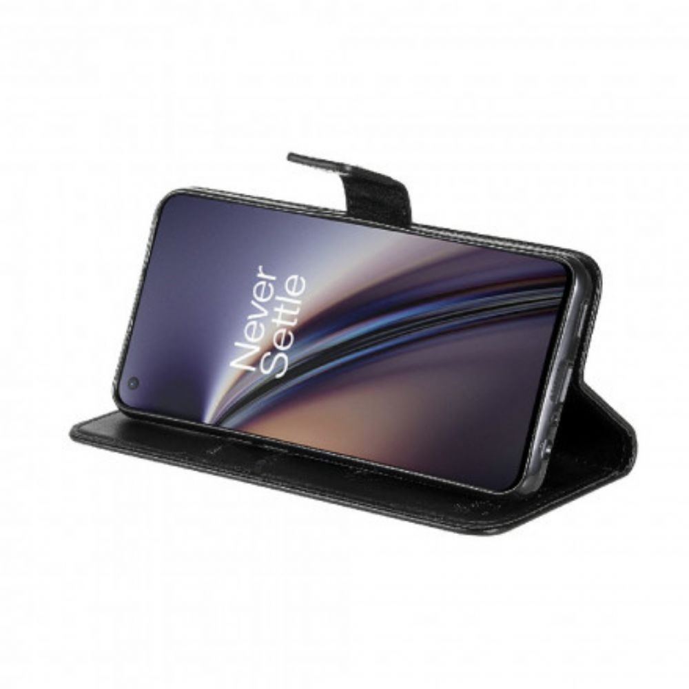 Flip Case Für OnePlus Nord CE 5G Mit Kordel Baum- Und Tanga-katze