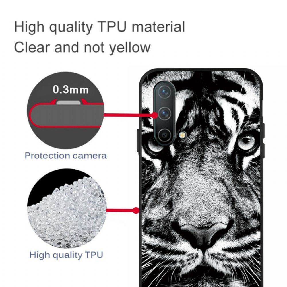 Hülle Für OnePlus Nord CE 5G Schwarzer Und Weißer Tiger