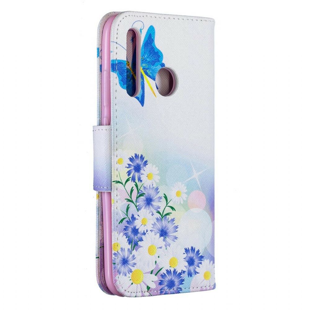 Lederhüllen Für Huawei P Smart Plus 2024 Gemalte Schmetterlinge Und Blumen