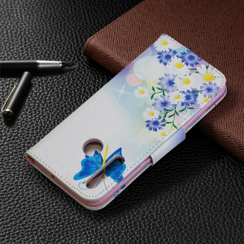 Lederhüllen Für Huawei P Smart Plus 2024 Gemalte Schmetterlinge Und Blumen