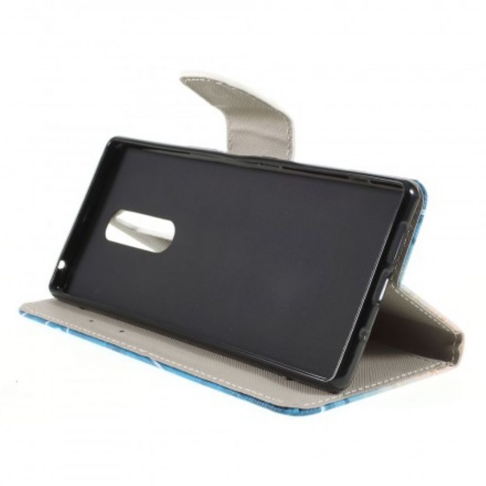 Flip Case Für Sony Xperia 1 Blaue Und Gelbe Schmetterlinge