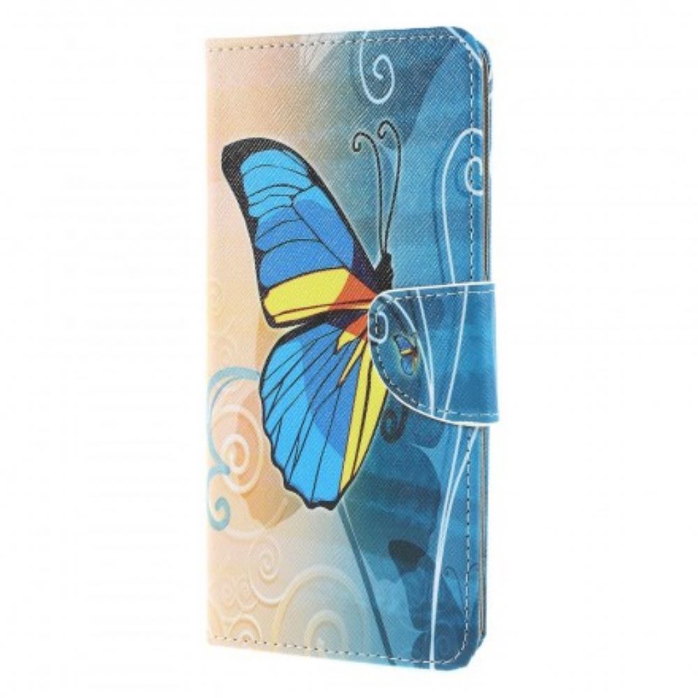 Flip Case Für Sony Xperia 1 Blaue Und Gelbe Schmetterlinge