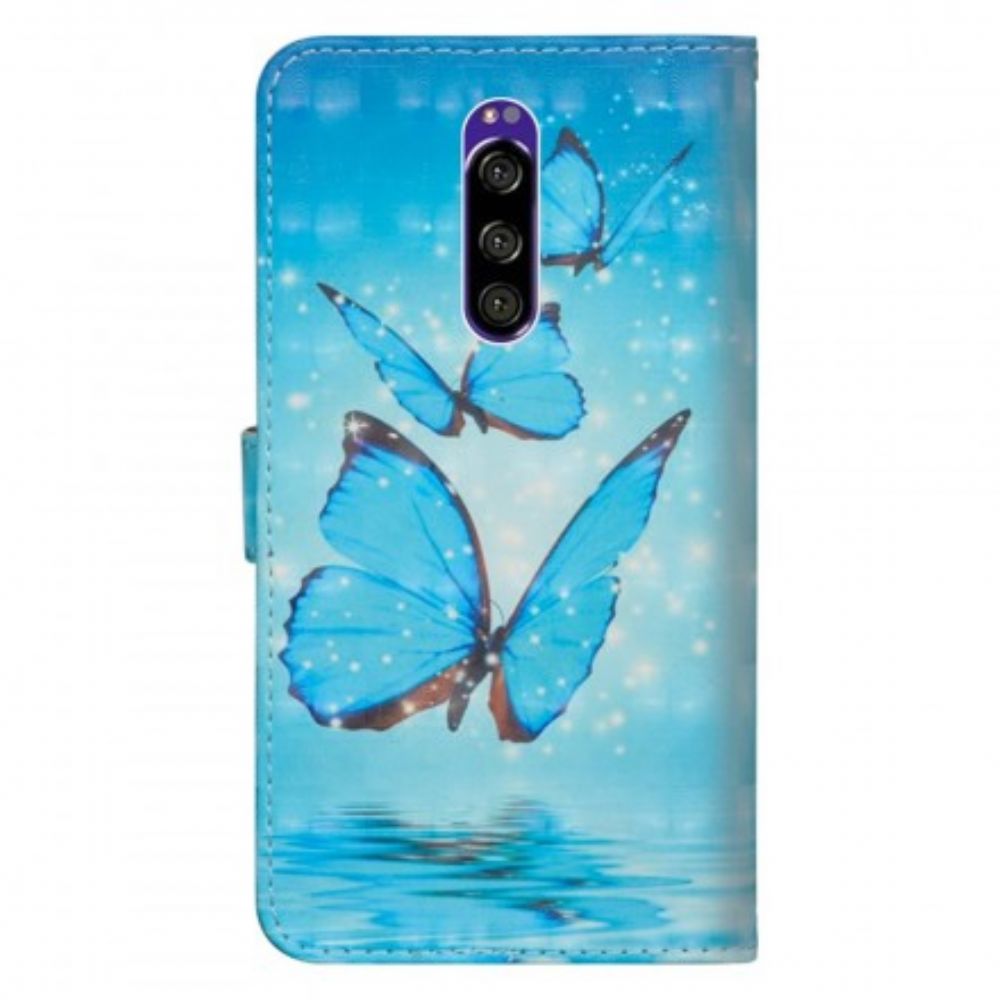 Flip Case Für Sony Xperia 1 Fliegende Blaue Schmetterlinge