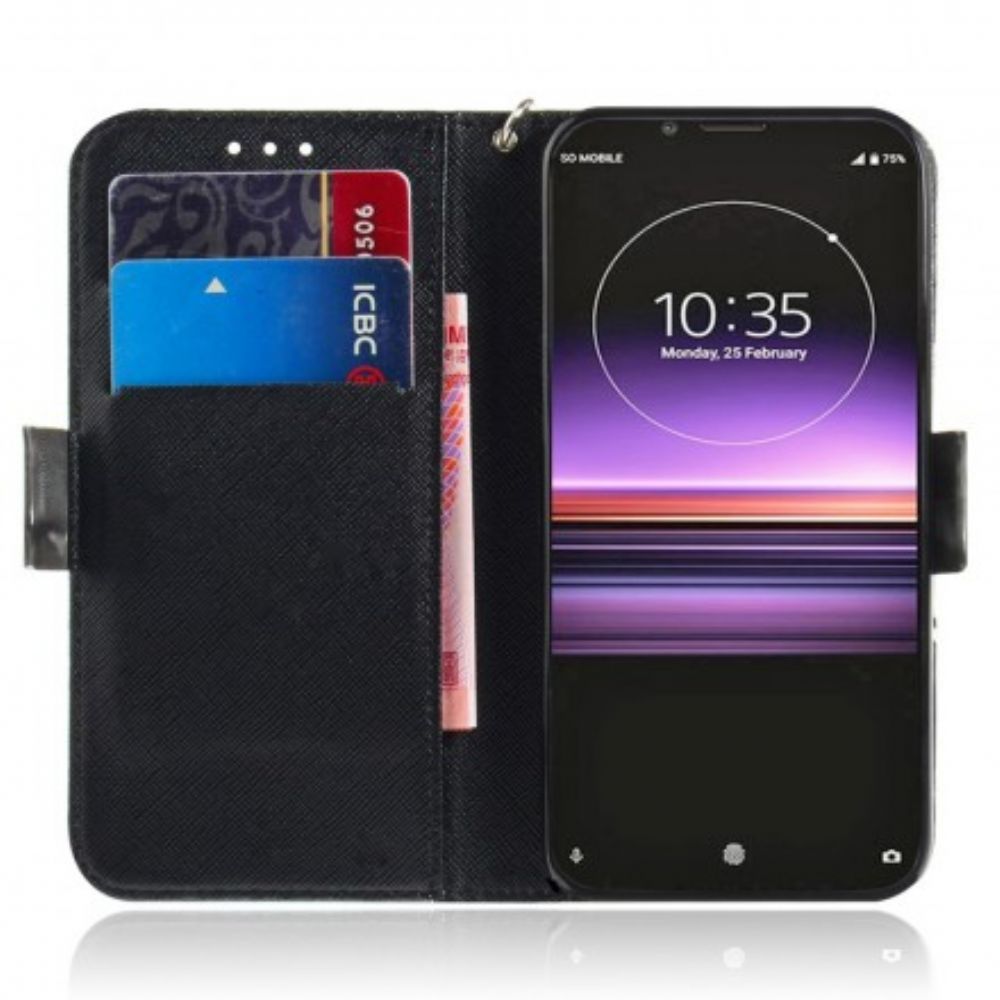 Lederhüllen Für Sony Xperia 1 Mit Kordel Meisterhaftes Riemchen-mandala