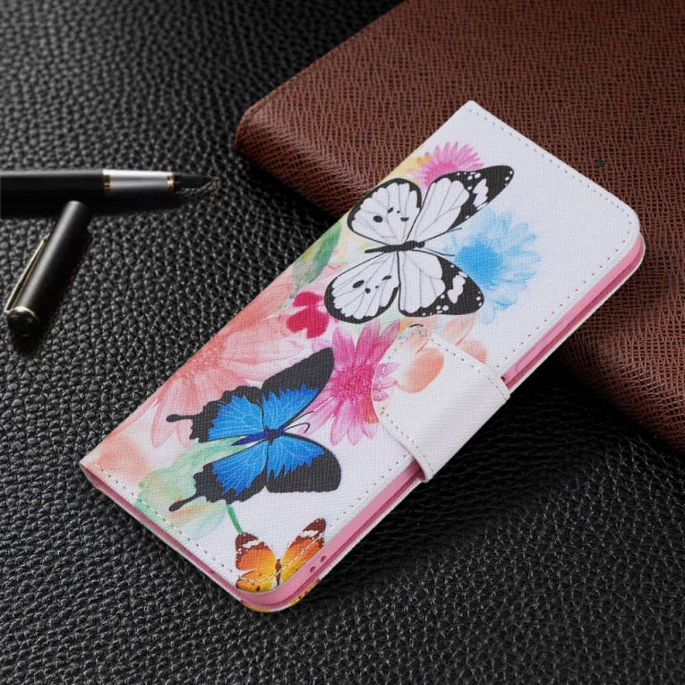 Flip Case Für Xiaomi Mi 11 Lite 5G NE / Mi 11 Lite 4G / 5G Gemalte Schmetterlinge Und Blumen