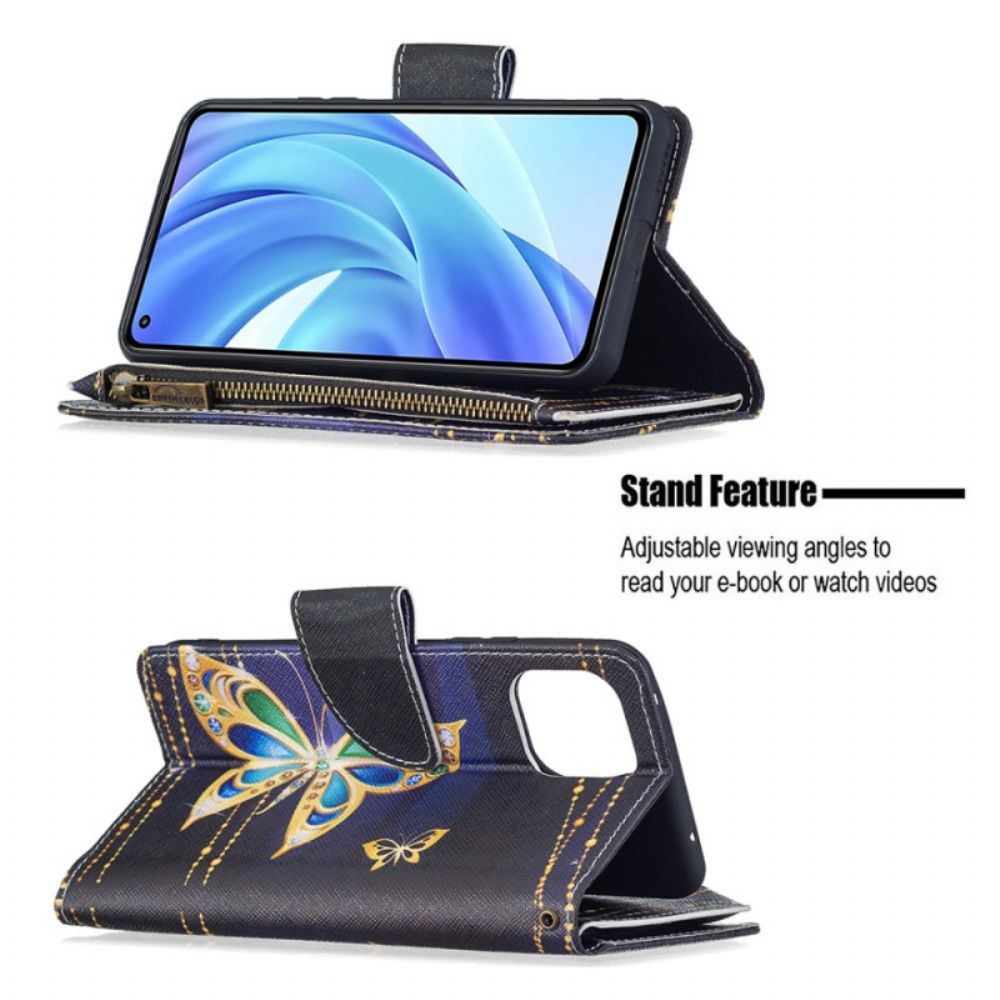 Flip Case Für Xiaomi Mi 11 Lite 5G NE / Mi 11 Lite 4G / 5G Goldene Schmetterlingstasche Mit Reißverschluss