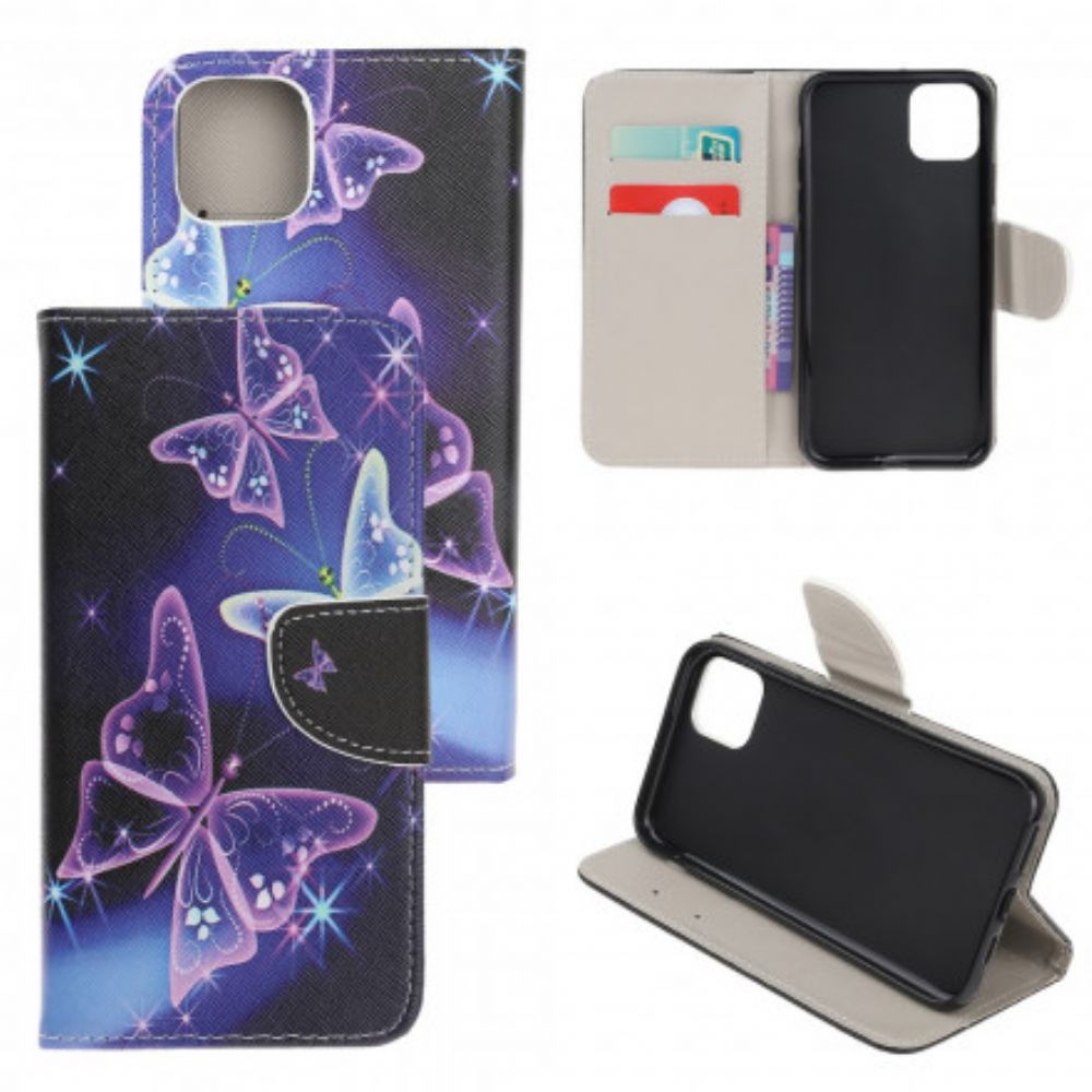 Flip Case Für Xiaomi Mi 11 Lite 5G NE / Mi 11 Lite 4G / 5G Neon-schmetterlinge