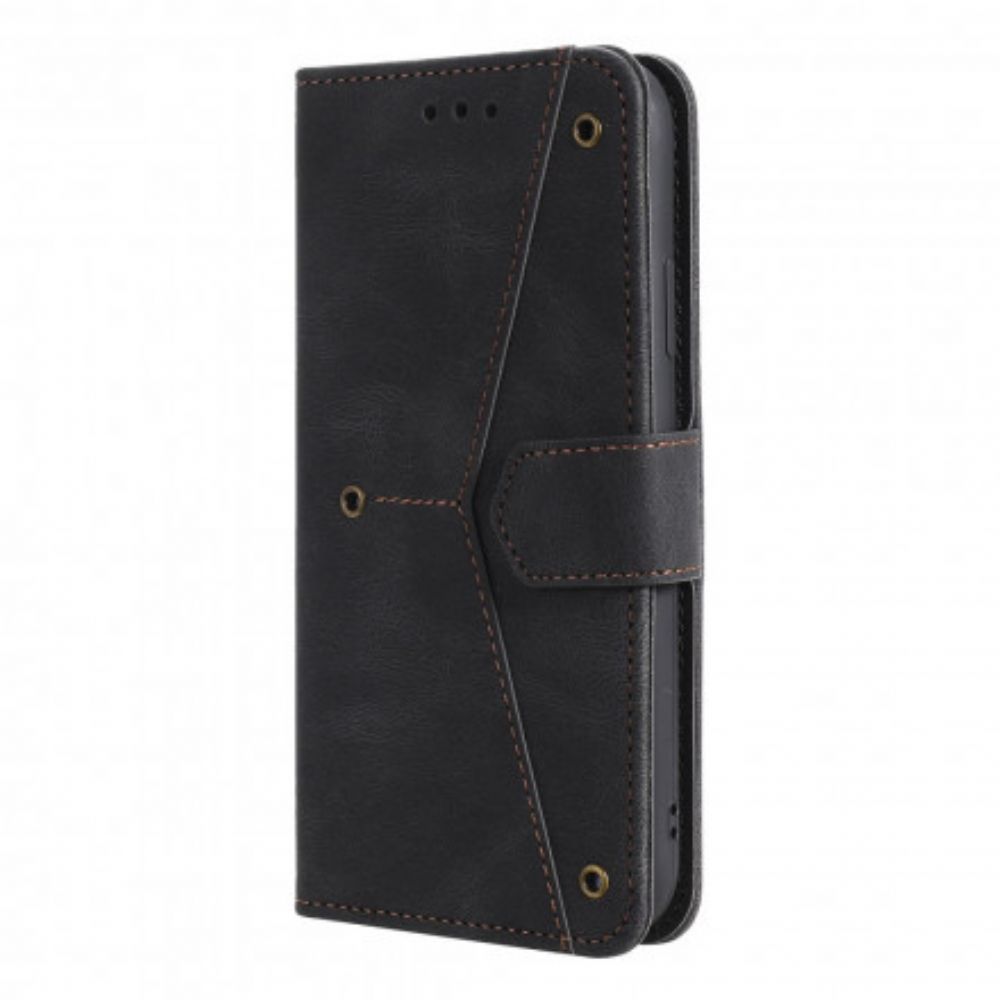 Flip Case Für Xiaomi Mi 11 Lite 5G NE / Mi 11 Lite 4G / 5G Zweifarbige Nieten Aus Kunstleder