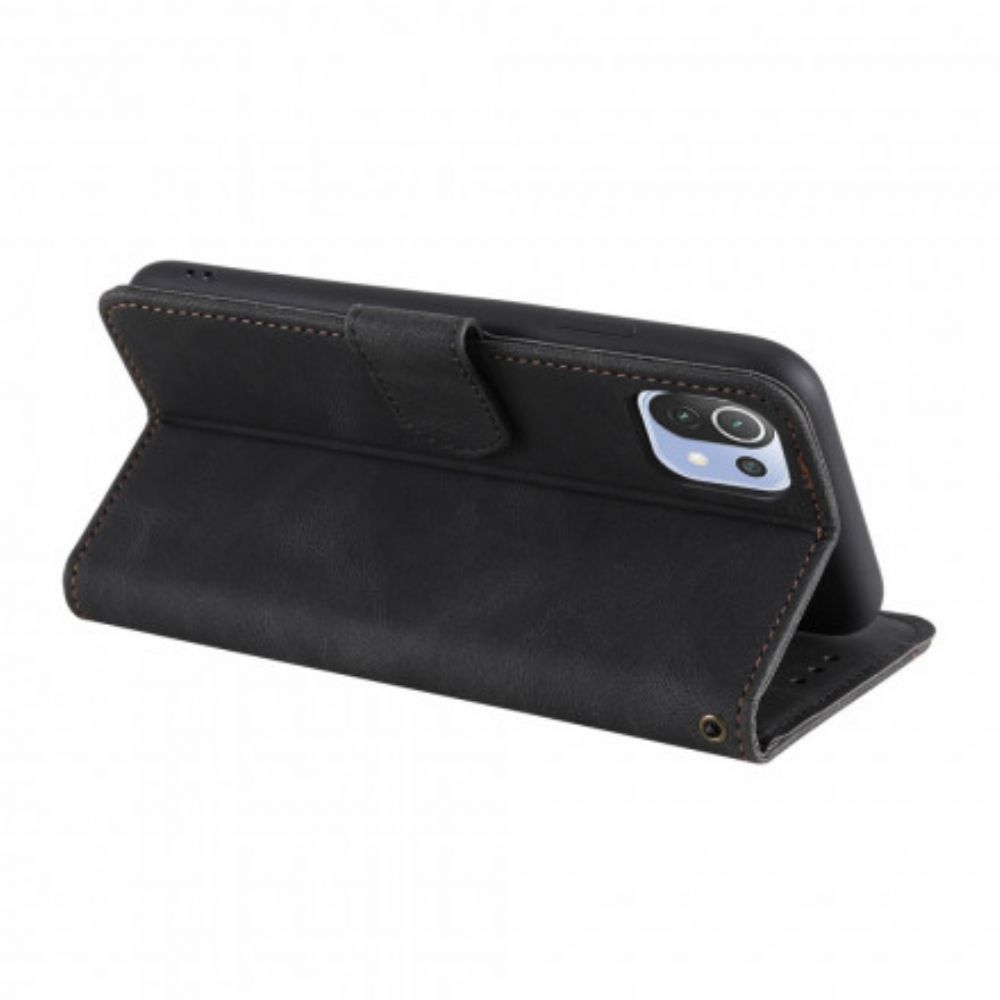 Flip Case Für Xiaomi Mi 11 Lite 5G NE / Mi 11 Lite 4G / 5G Zweifarbige Nieten Aus Kunstleder