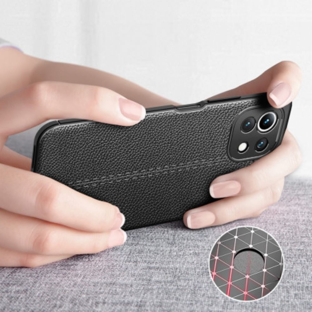 Handyhülle Für Xiaomi Mi 11 Lite 5G NE / Mi 11 Lite 4G / 5G Doppelte Linie Litchi-leder-effekt