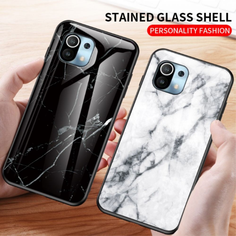 Handyhülle Für Xiaomi Mi 11 Lite 5G NE / Mi 11 Lite 4G / 5G Marmorfarben Gehärtetes Glas