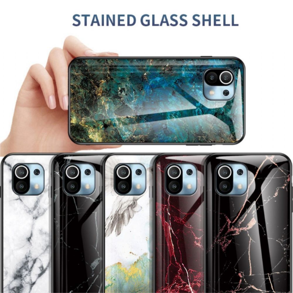 Handyhülle Für Xiaomi Mi 11 Lite 5G NE / Mi 11 Lite 4G / 5G Marmorfarben Gehärtetes Glas