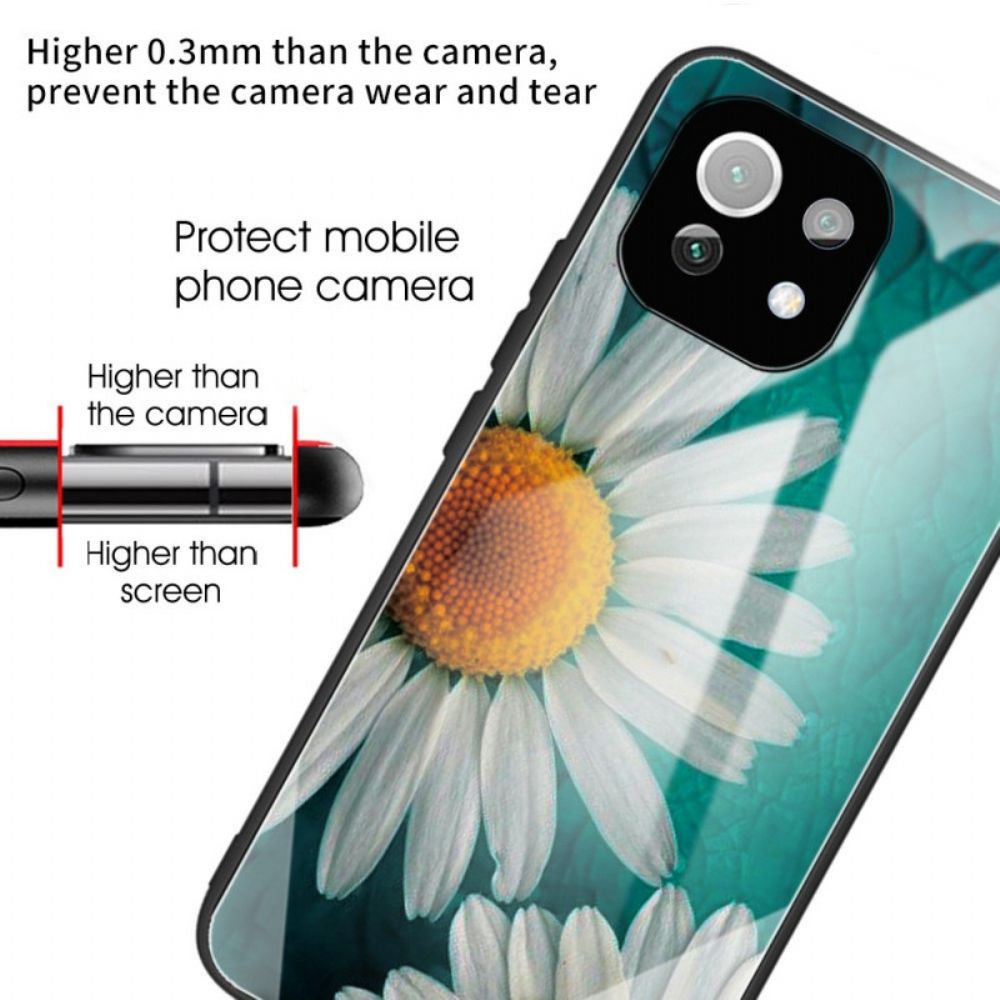 Hülle Für Xiaomi Mi 11 Lite 5G NE / Mi 11 Lite 4G / 5G Gänseblümchen Aus Gehärtetem Glas
