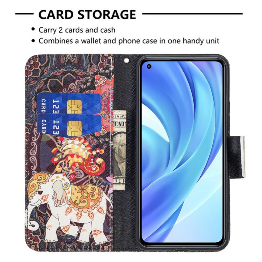 Lederhüllen Für Xiaomi Mi 11 Lite 5G NE / Mi 11 Lite 4G / 5G Indische Elefanten