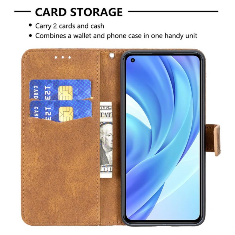 Lederhüllen Für Xiaomi Mi 11 Lite 5G NE / Mi 11 Lite 4G / 5G Mit Kordel Barockriemen Schmetterling