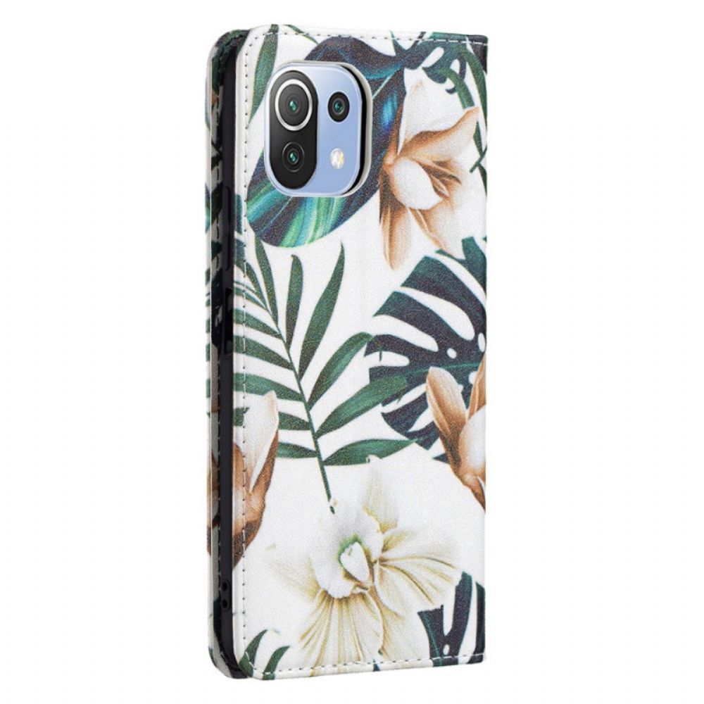 Schutzhülle Für Xiaomi Mi 11 Lite 5G NE / Mi 11 Lite 4G / 5G Flip Case Blätter