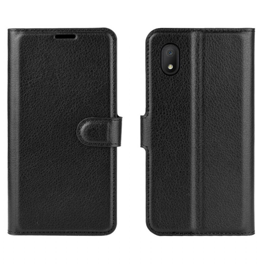 Flip Case Für Alcatel 1B (2024) Klassischer Litschi-leder-effekt