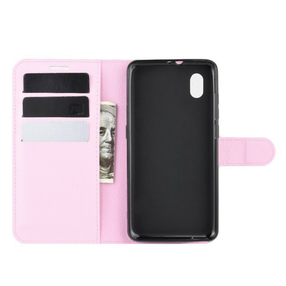 Flip Case Für Alcatel 1B (2024) Klassischer Litschi-leder-effekt