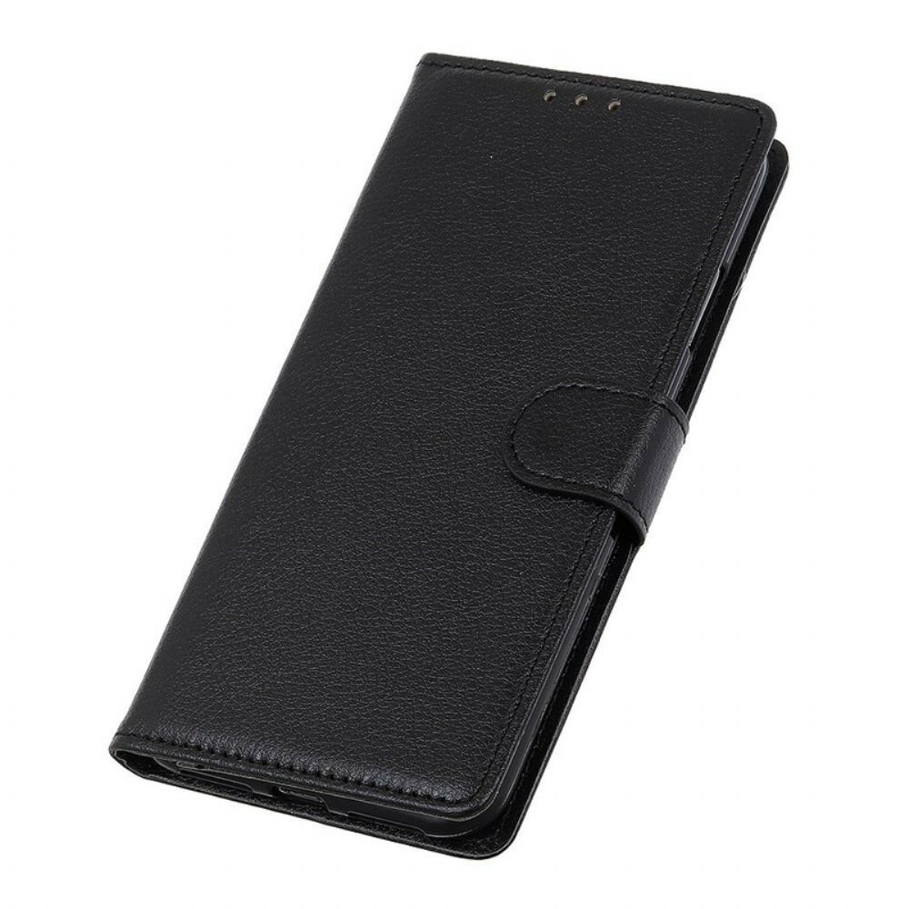 Flip Case Für Alcatel 1B (2024) Klassisches Litschi-kunstleder
