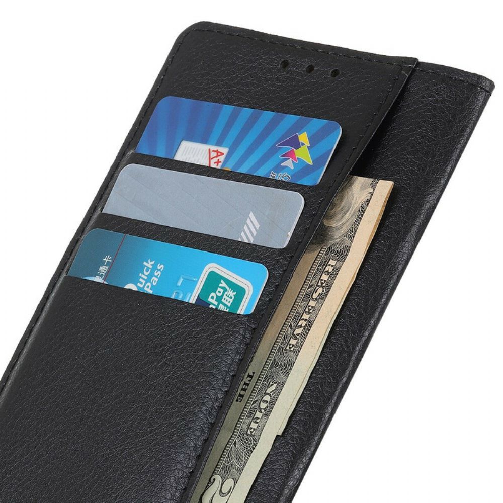 Flip Case Für Alcatel 1B (2024) Klassisches Litschi-kunstleder