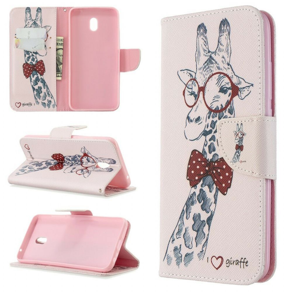 Lederhüllen Für Xiaomi Redmi 8A Nerdige Giraffe
