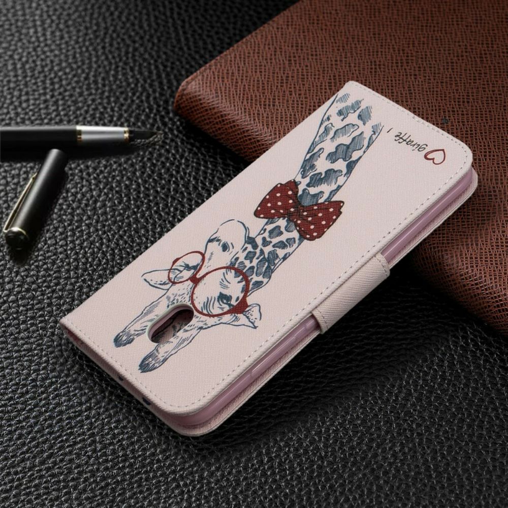 Lederhüllen Für Xiaomi Redmi 8A Nerdige Giraffe