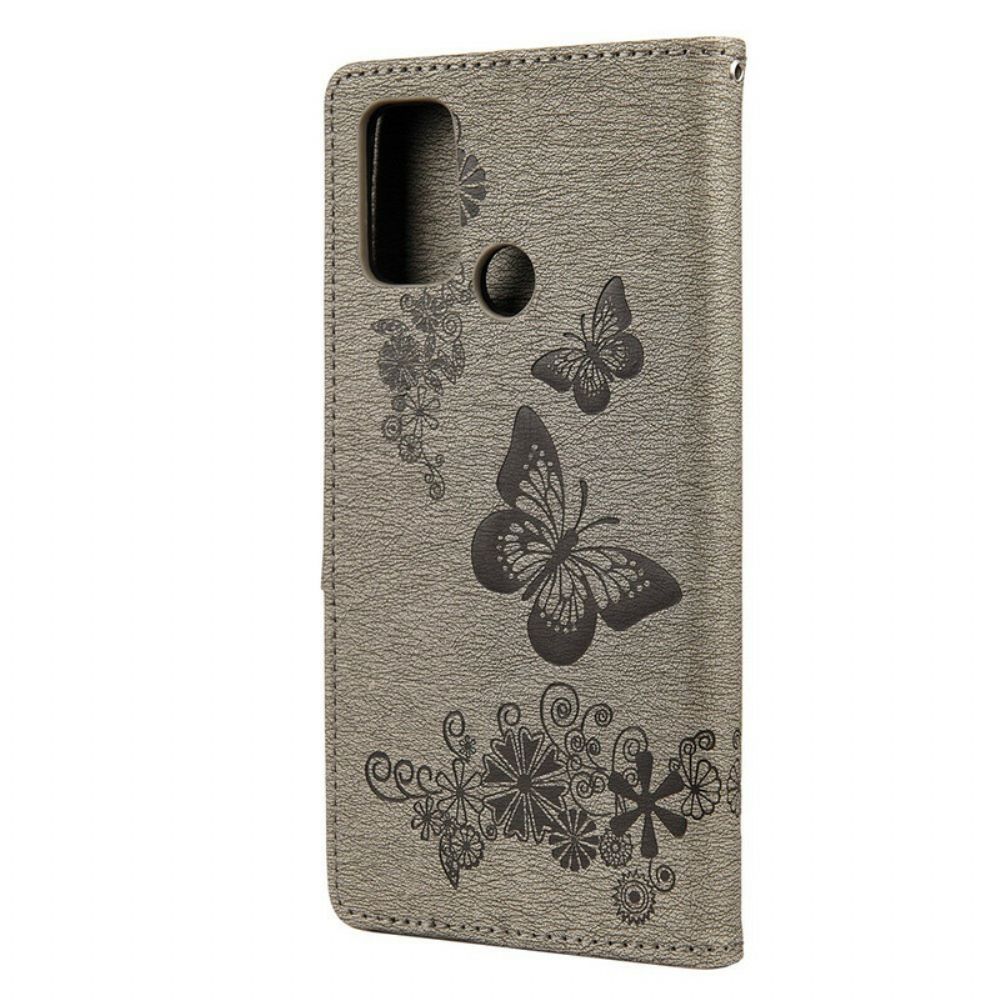 Flip Case Für Oppo A53 / A53s Nur Schmetterlinge Mit Lanyard